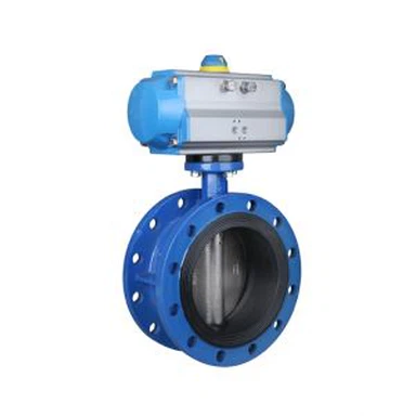 Pneumatic Actuated Electric Actuator Double Flanged Butterfly Valve with Nylon Rilsan Painting Disc